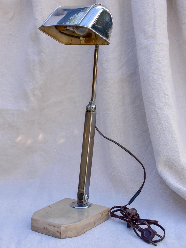 Adjustable 1930's reading lamp - travertine and chrome