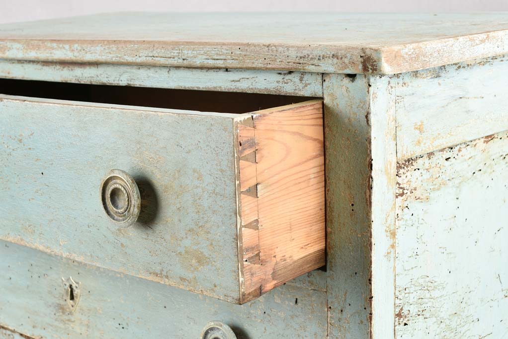 19th century two drawer commode with blue patina