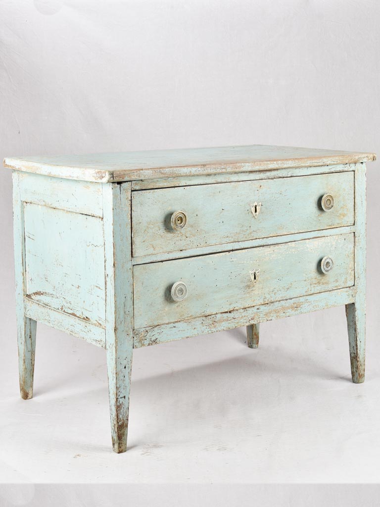 19th century two drawer commode with blue patina