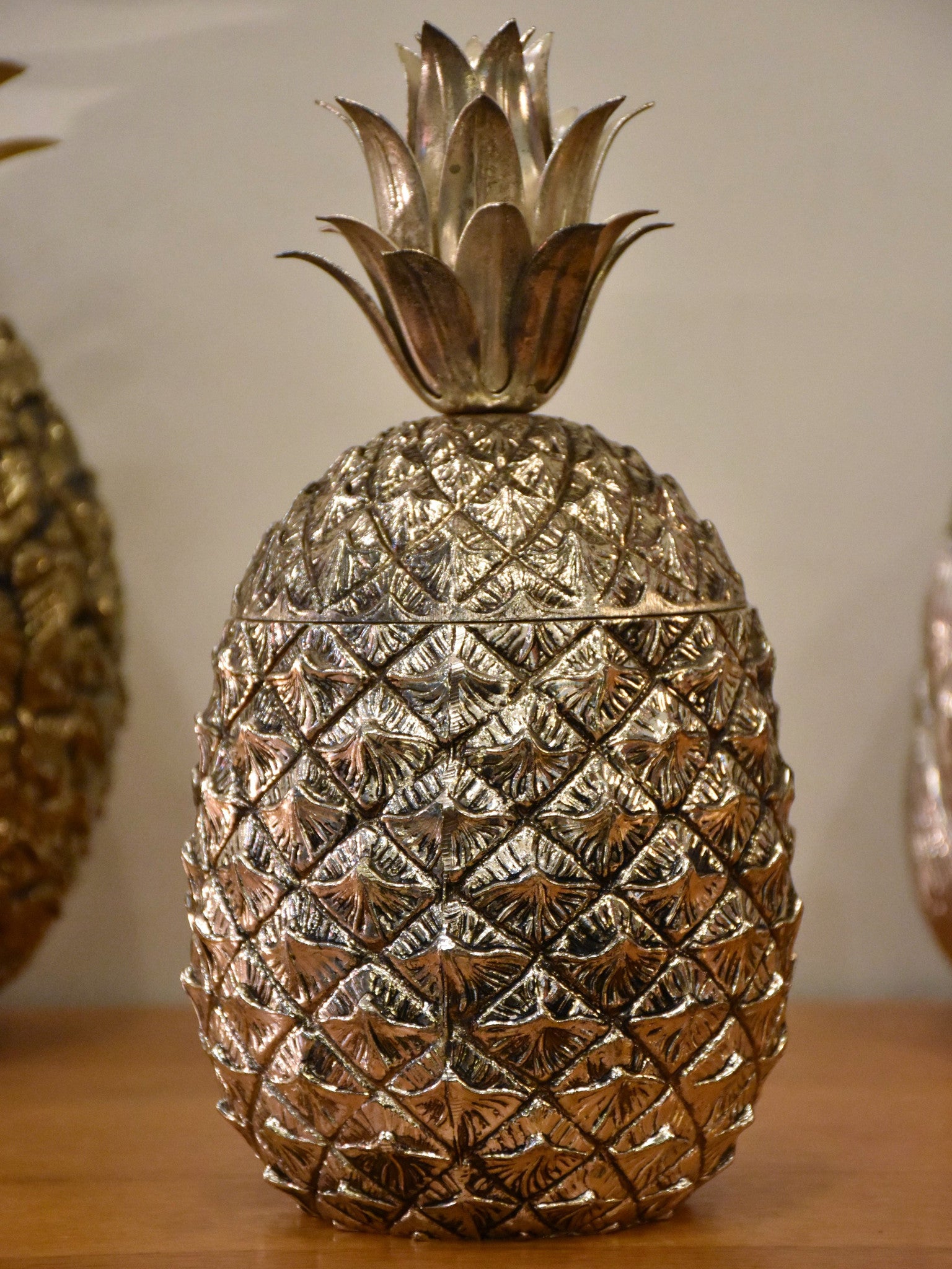 Silver Italian pineapple ice bucket by Mauro Manetti