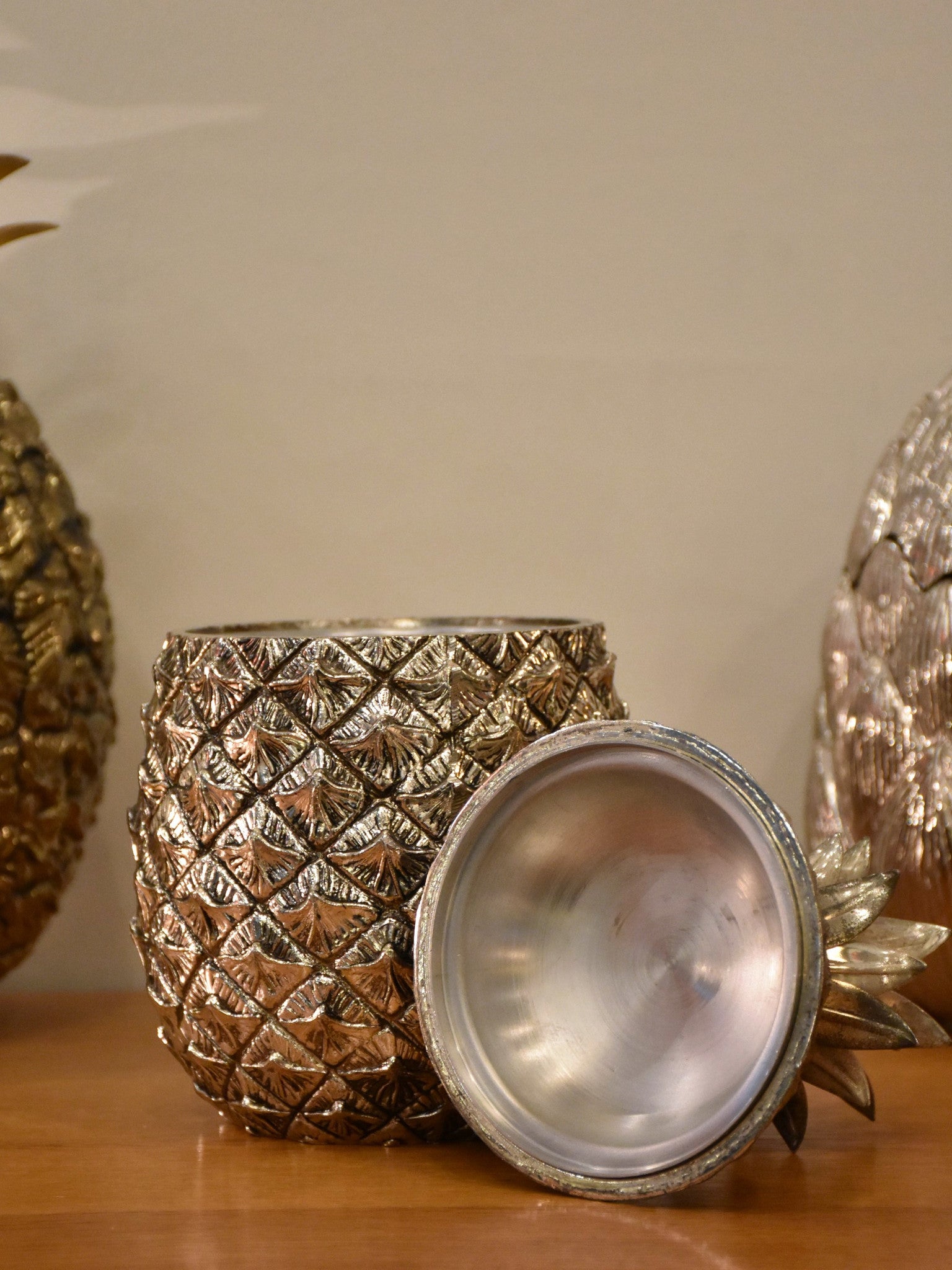 Silver Italian pineapple ice bucket by Mauro Manetti