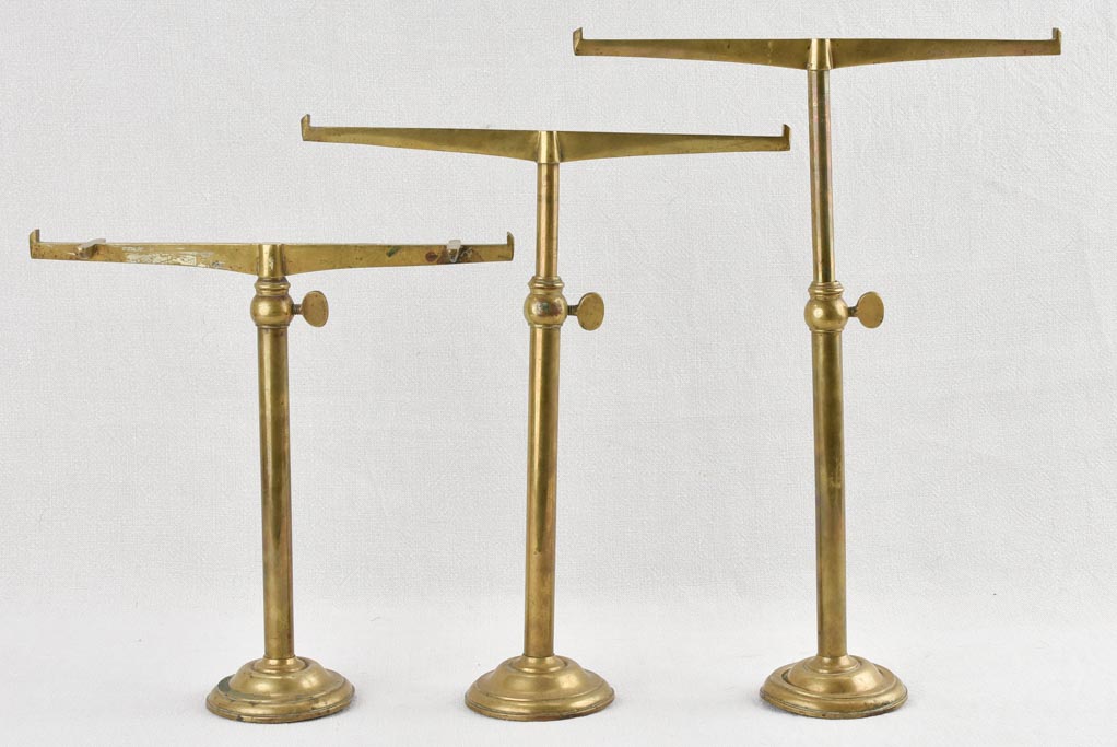 3 jewelry display stands - brass 1900s - 12¼"