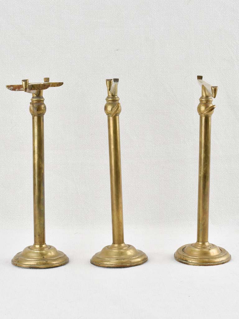 3 jewelry display stands - brass 1900s - 12¼"