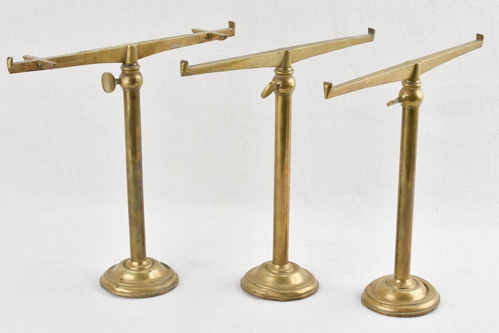 3 jewelry display stands - brass 1900s - 12¼"