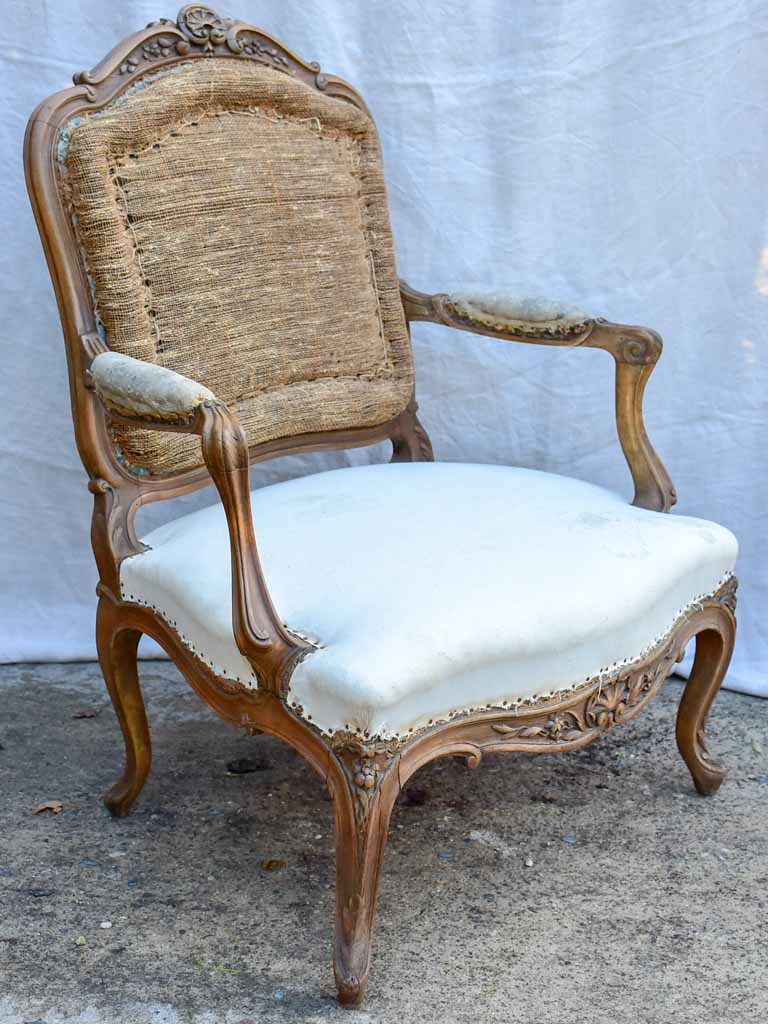 Pair of large Louis XV French armchairs - late 19th Century