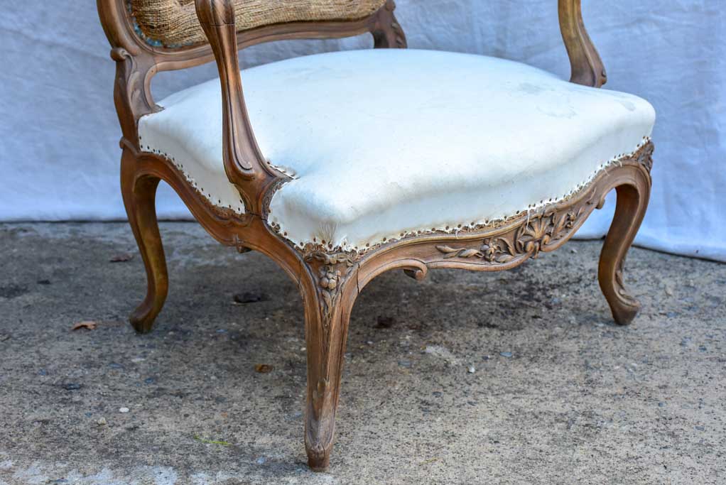 Pair of large Louis XV French armchairs - late 19th Century