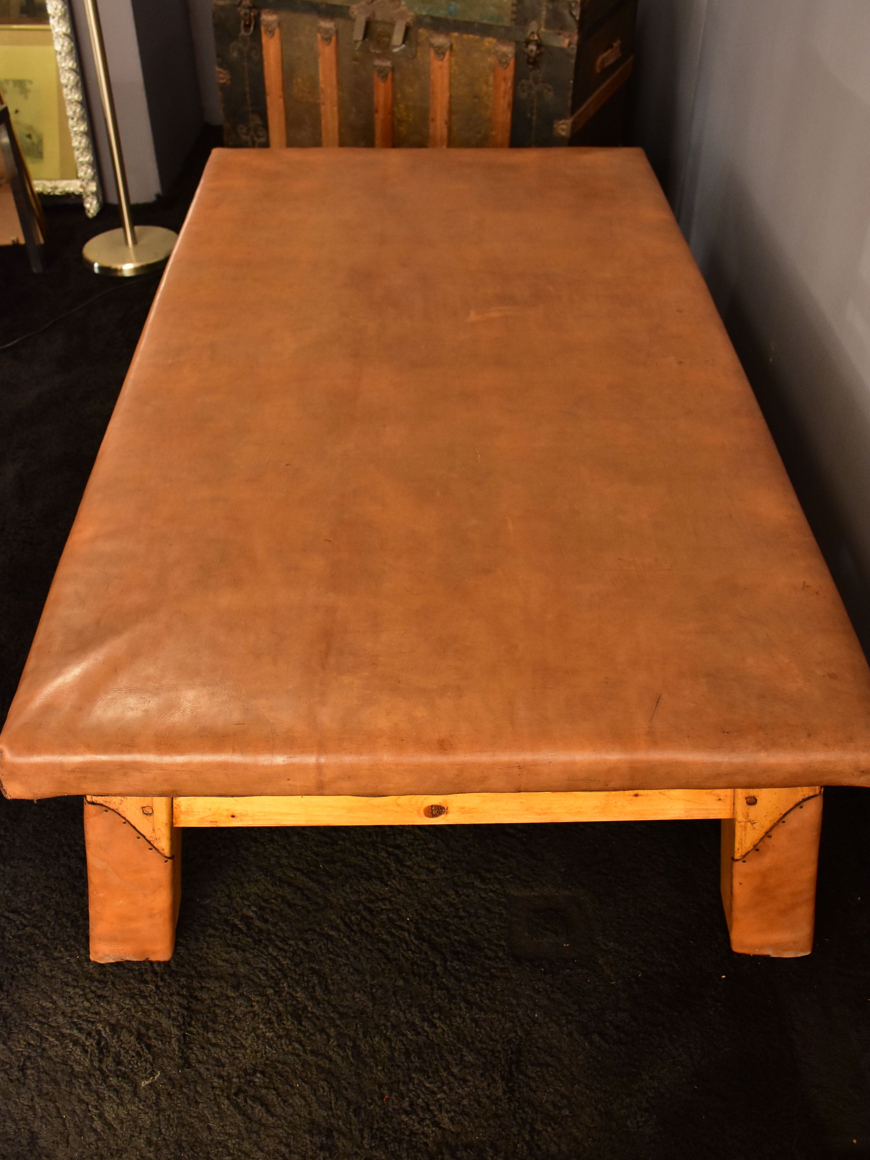 Extra-large leather coffee table (previously used for gymnastics)