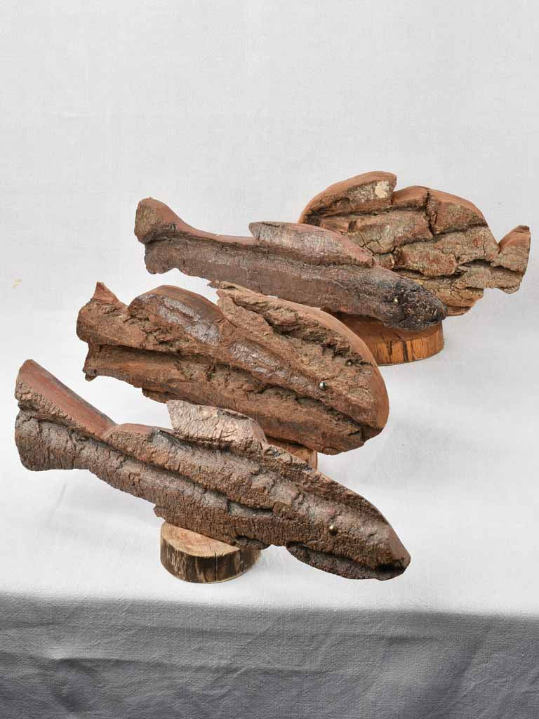 4 Artisan made fish sculptures 15¾"