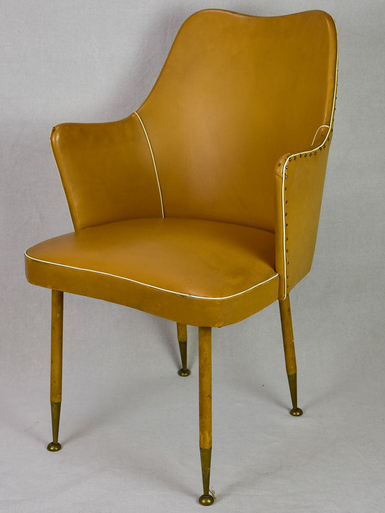 1940's Italian desk armchair with mustard upholstery