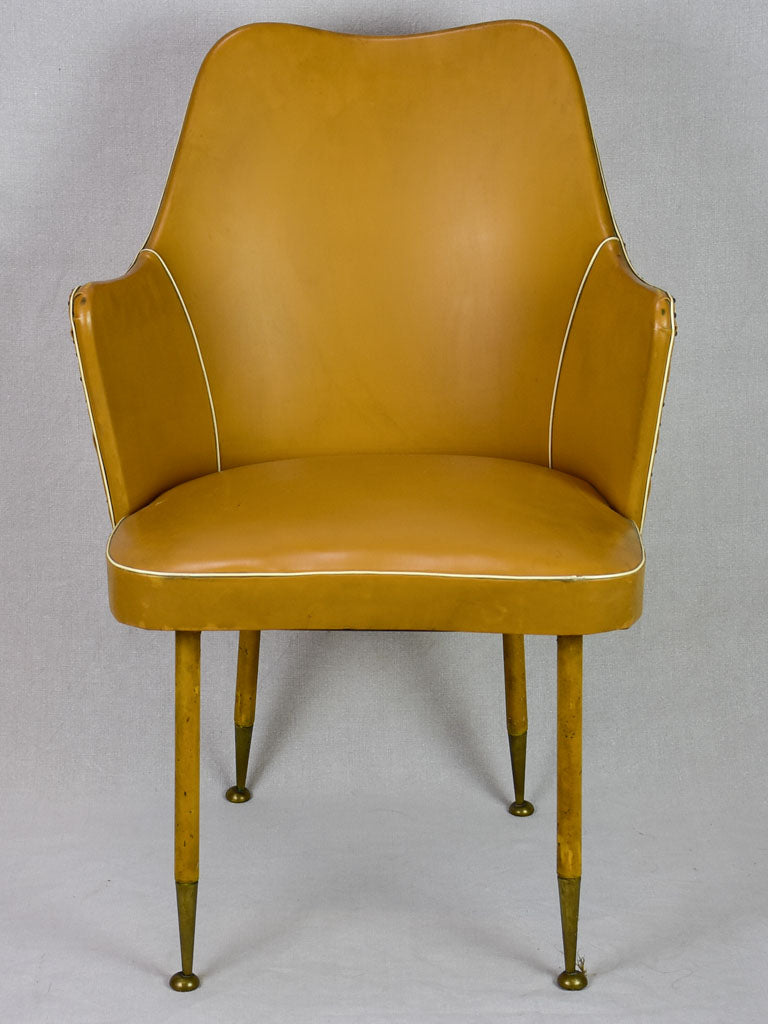 1940's Italian desk armchair with mustard upholstery