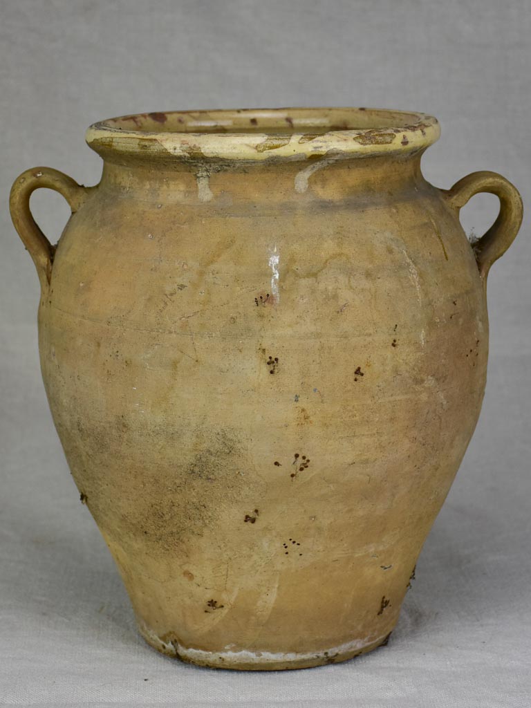 Large antique French confit pot with yellow glaze to the inside 12½"