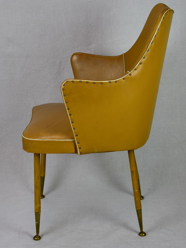 1940's Italian desk armchair with mustard upholstery