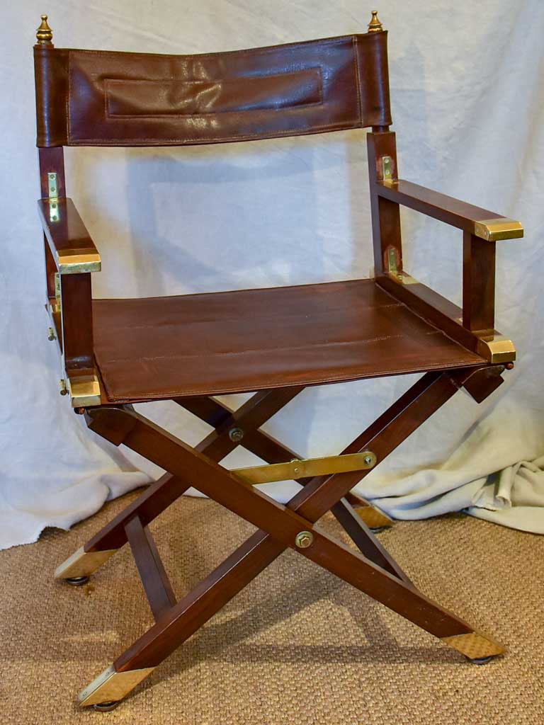 1930's French leather folding director's chair