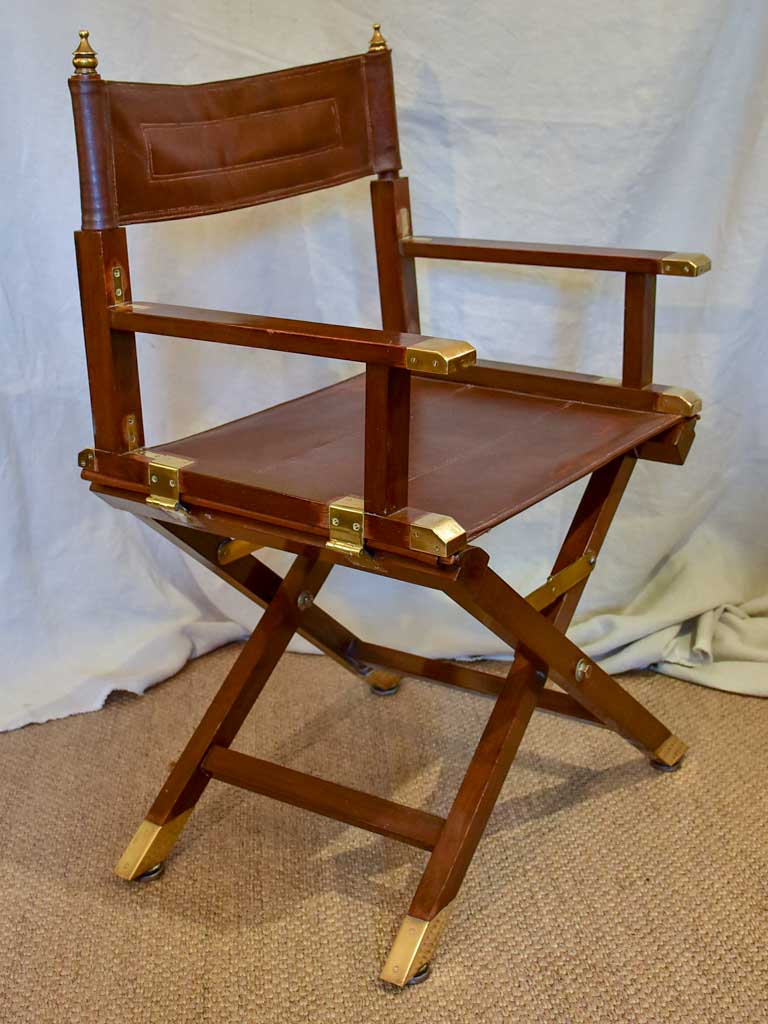 1930's French leather folding director's chair