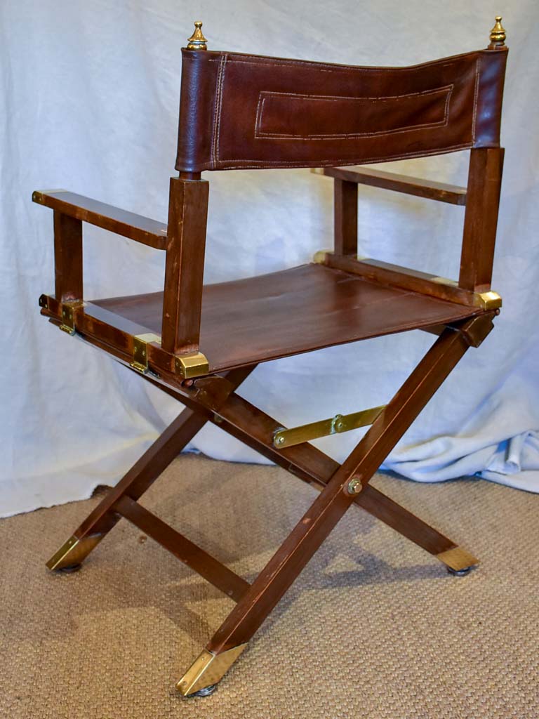 1930's French leather folding director's chair