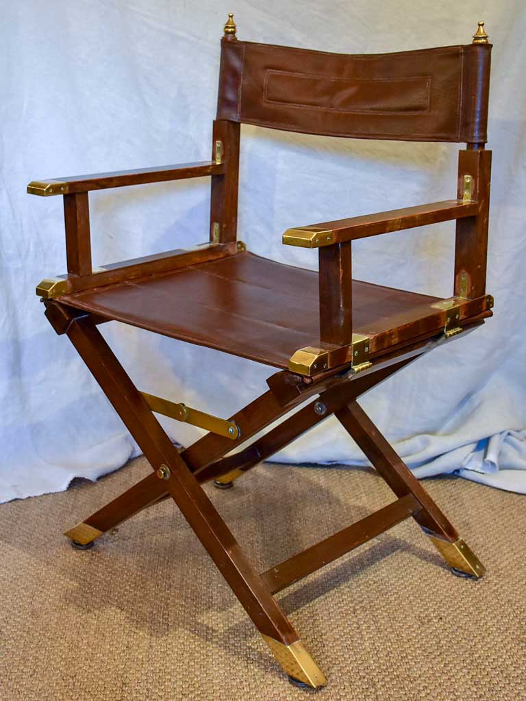 1930's French leather folding director's chair