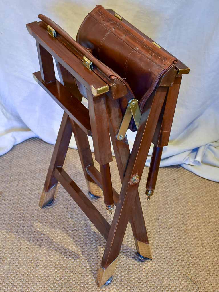 1930's French leather folding director's chair