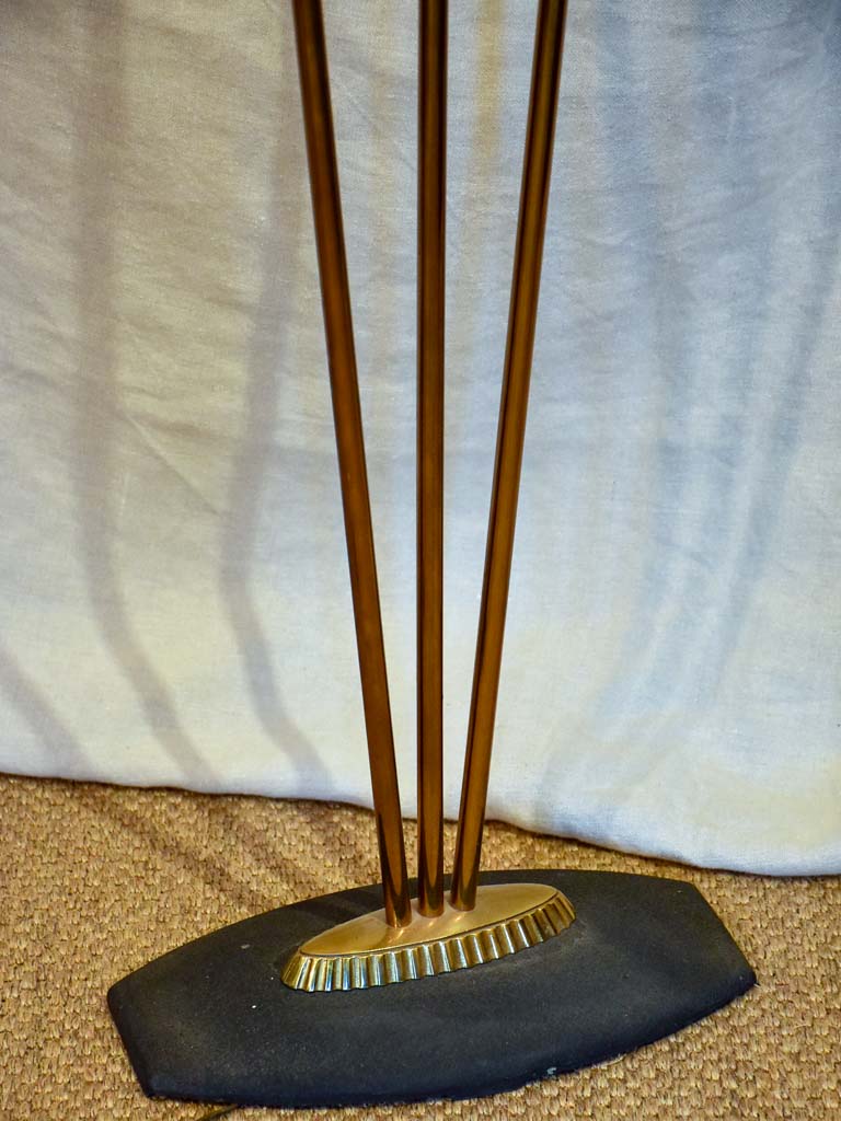 Mid century floor lamp with three opaque lights 65"