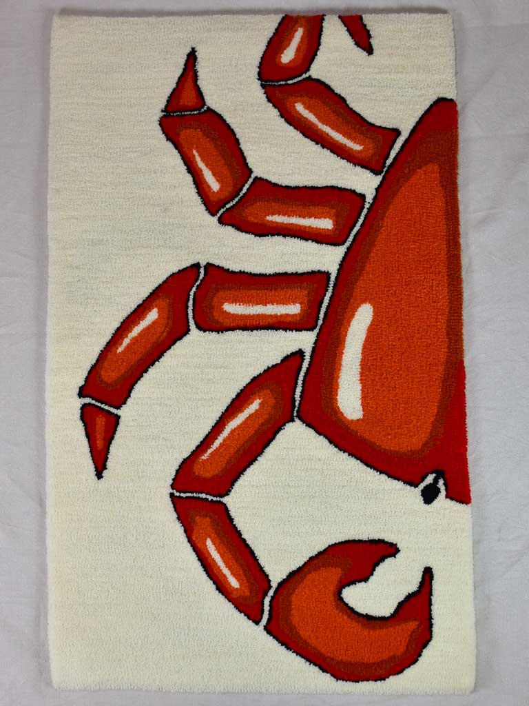 Artisan made woolen rug by E.Paris - crab 30" x 50½"