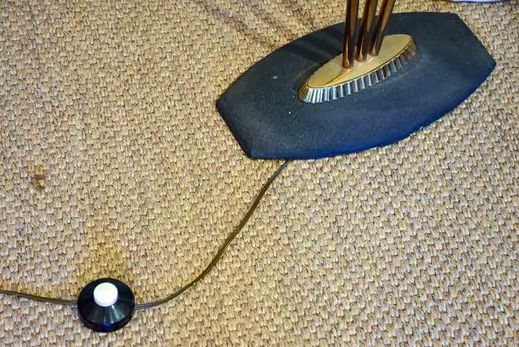 Mid century floor lamp with three opaque lights 65"