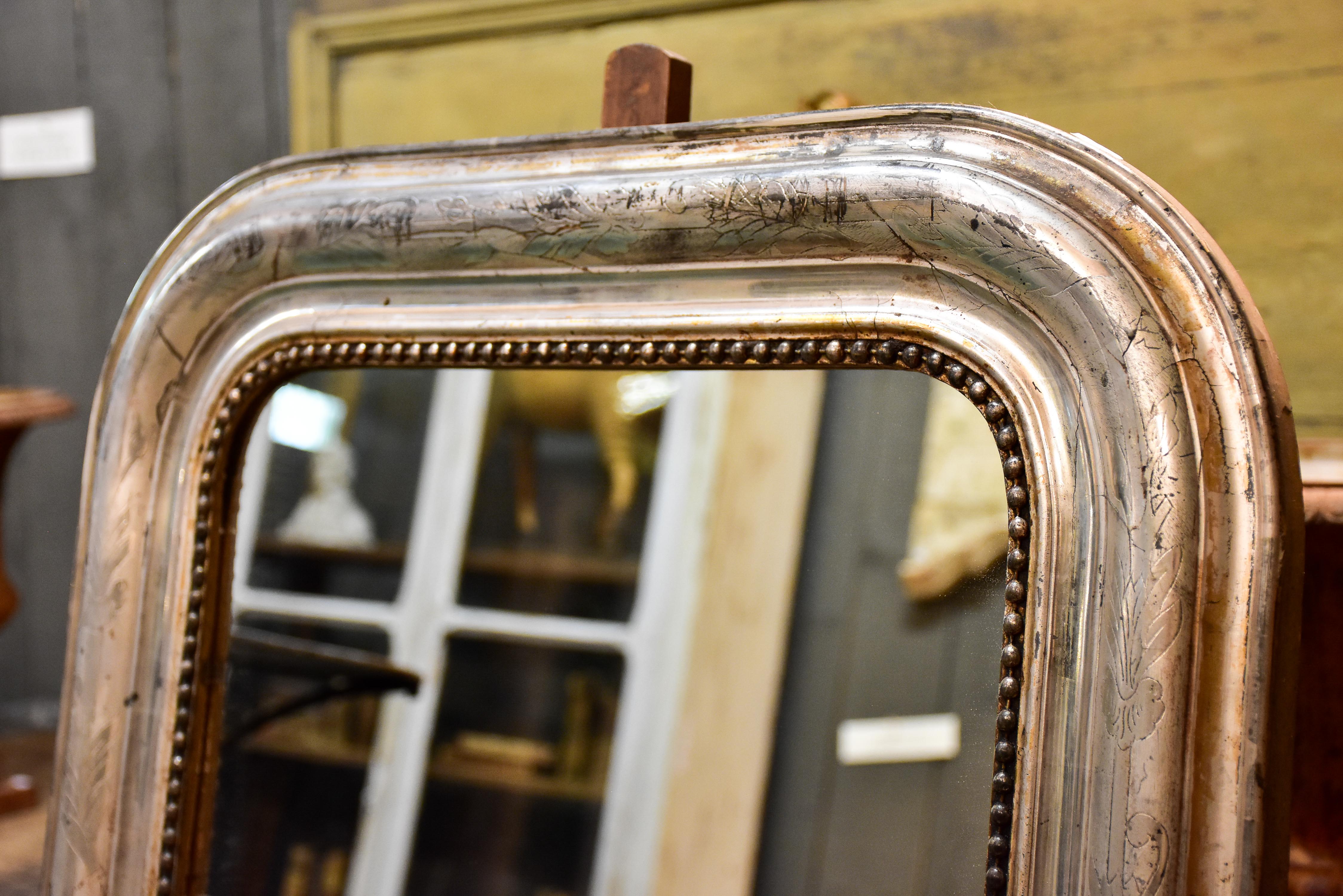 Mid 19th century Louis Philippe mirror with silver frame