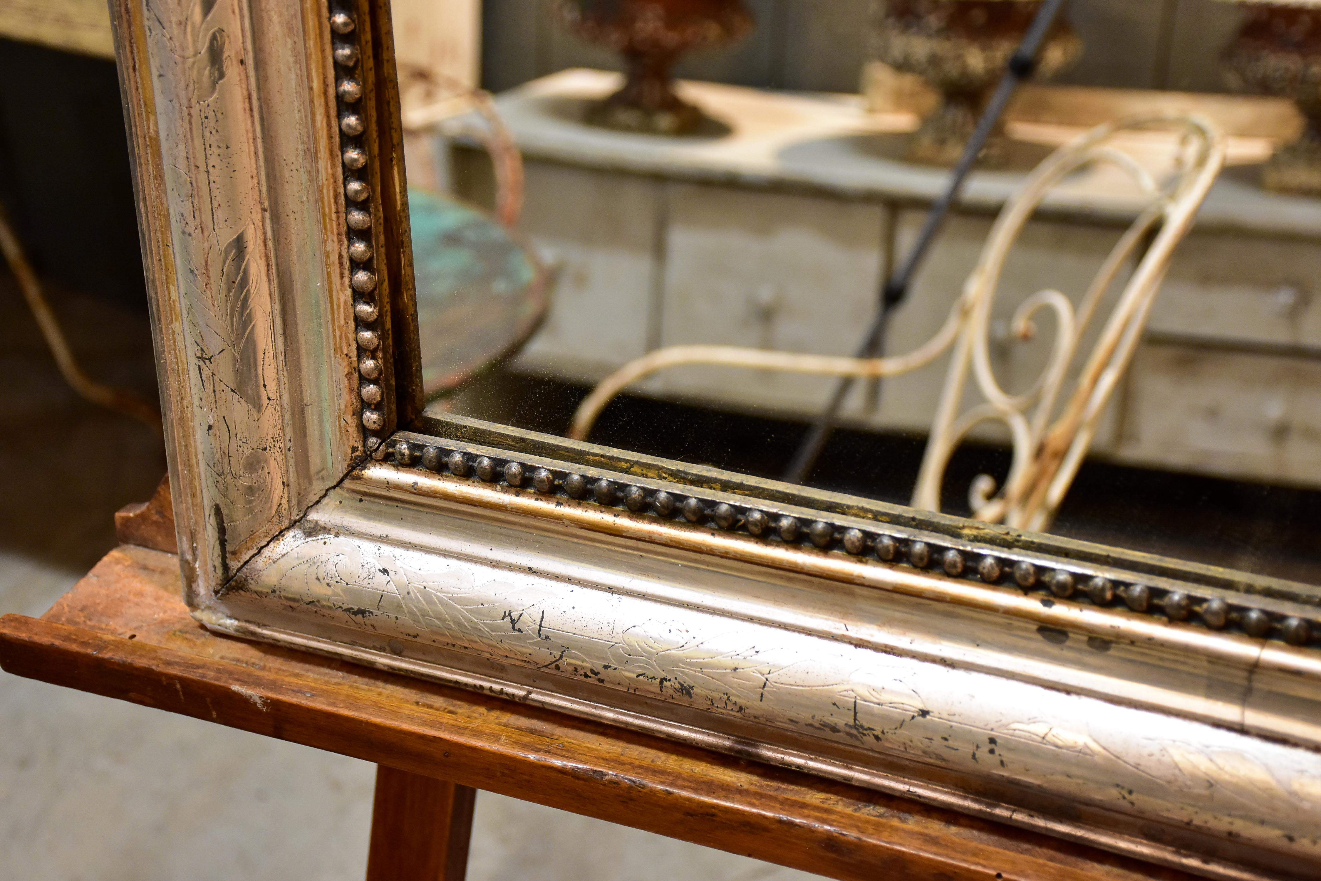 Mid 19th century Louis Philippe mirror with silver frame