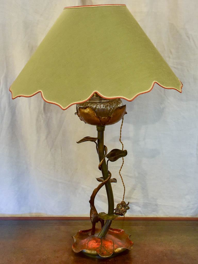 Antique Bronze table lamp - poppy