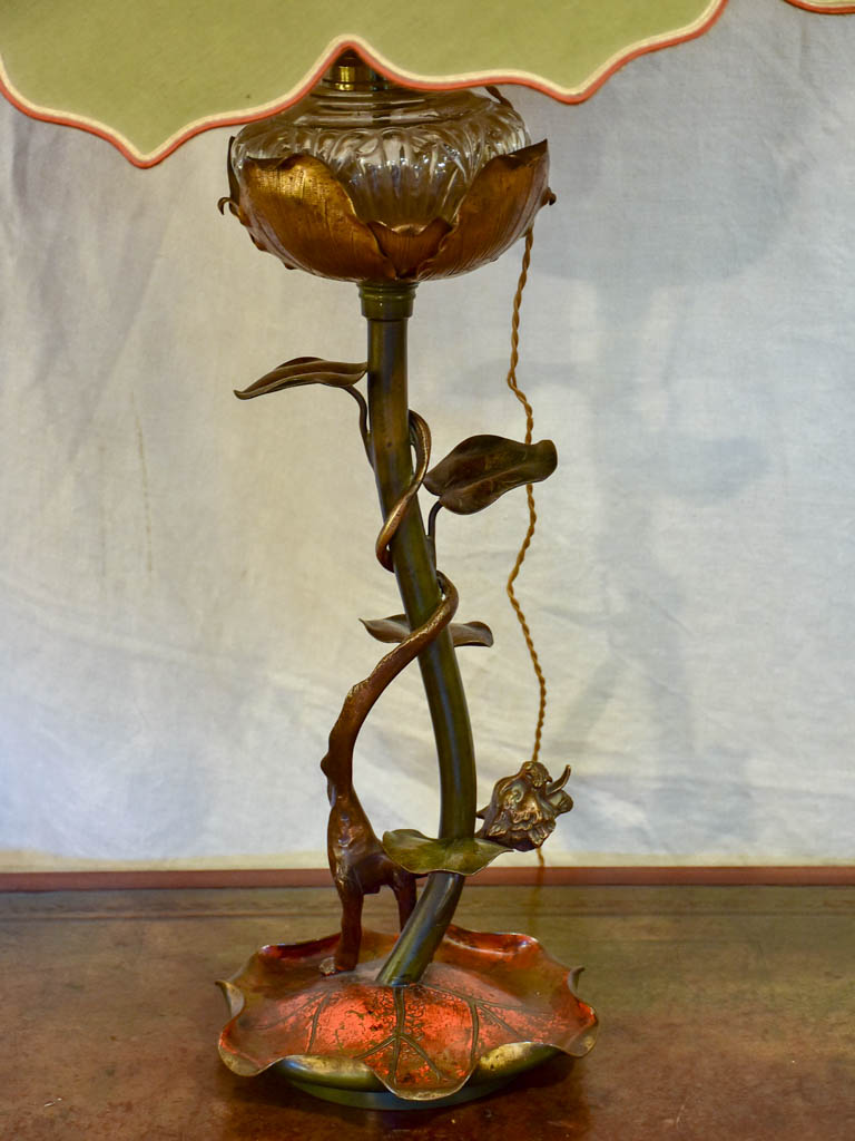 Antique Bronze table lamp - poppy