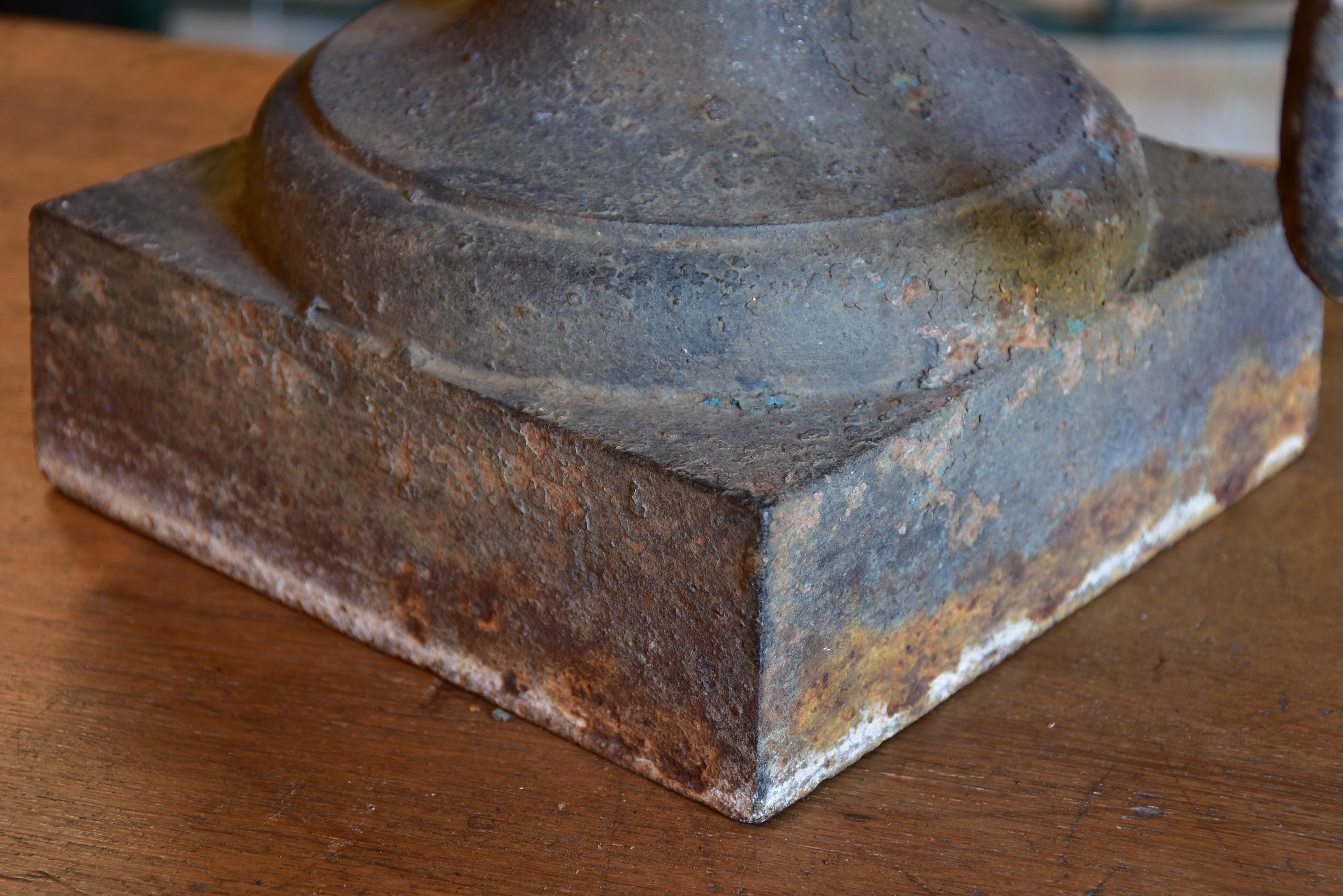 Large antique French urn with lions head handles and rippled edge