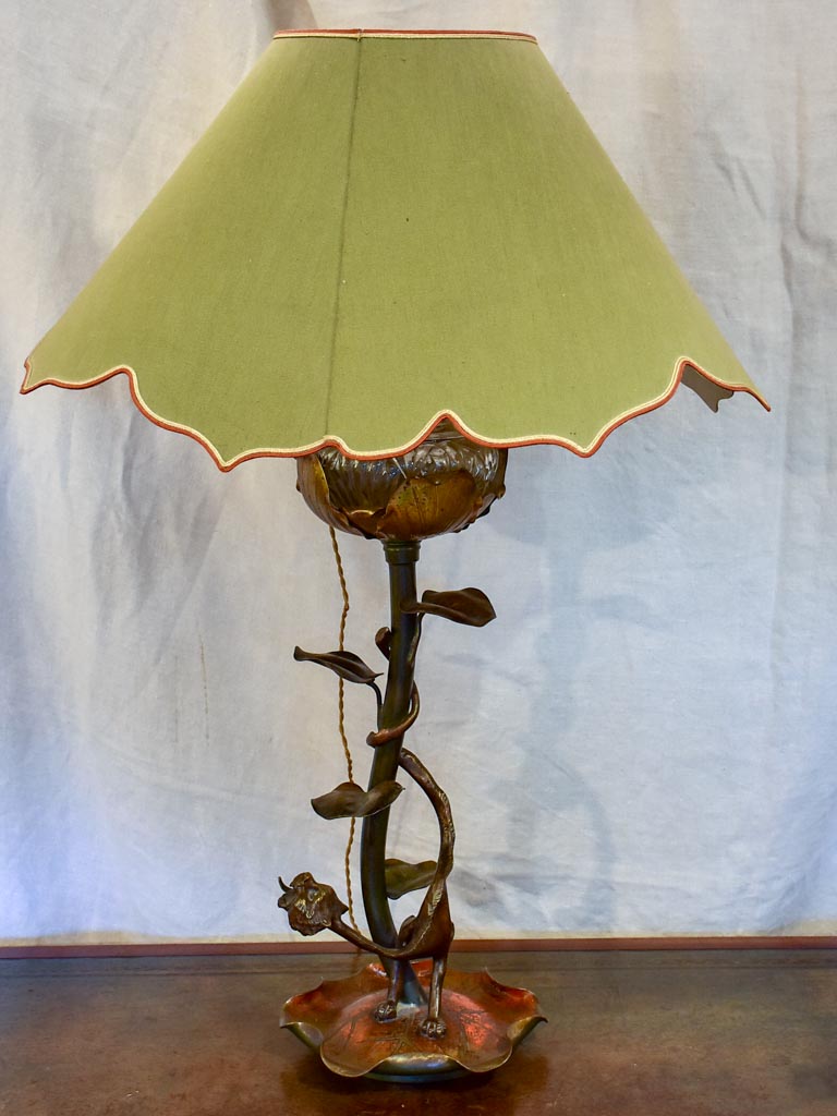 Antique Bronze table lamp - poppy