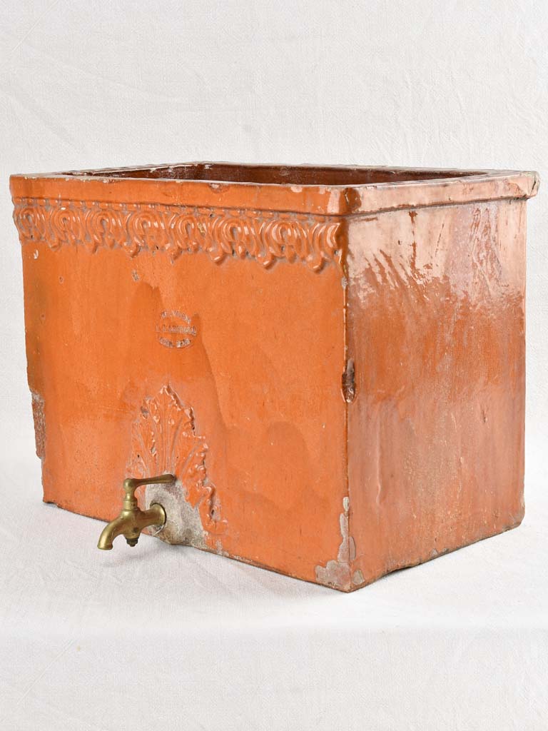 Antique ceramic water fountain with red patina 19¾"