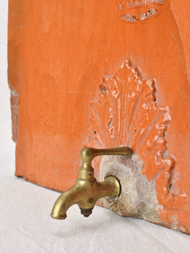 Antique ceramic water fountain with red patina 19¾"