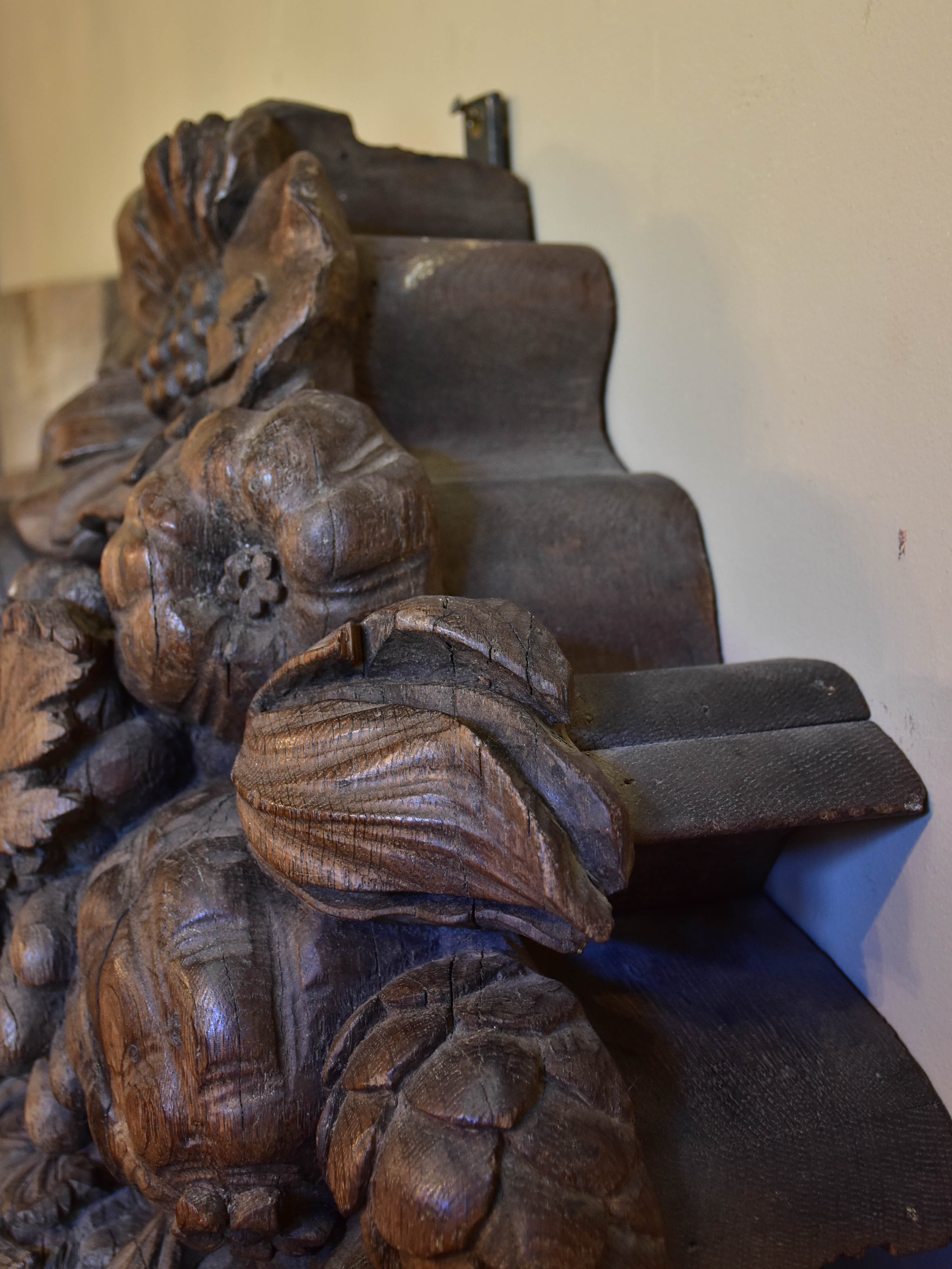 Large carved oak fruit basket from a 19th century boiserie