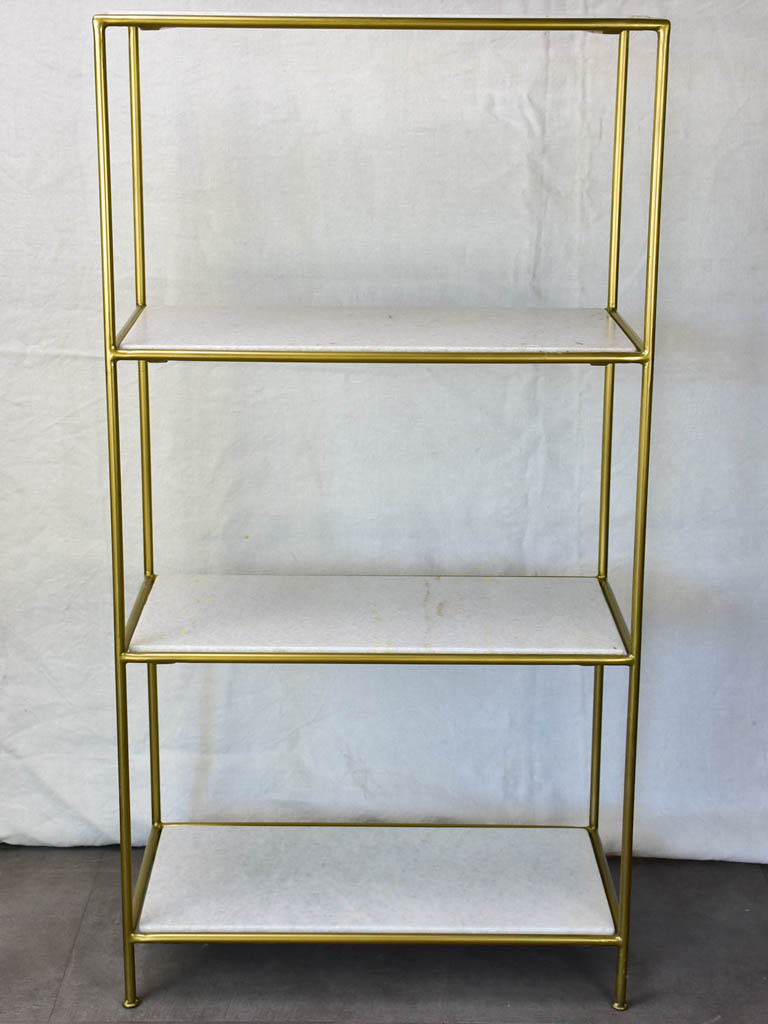 1970's four-tier display stand - marble and metal 45¼" x  11½" x 23¾"