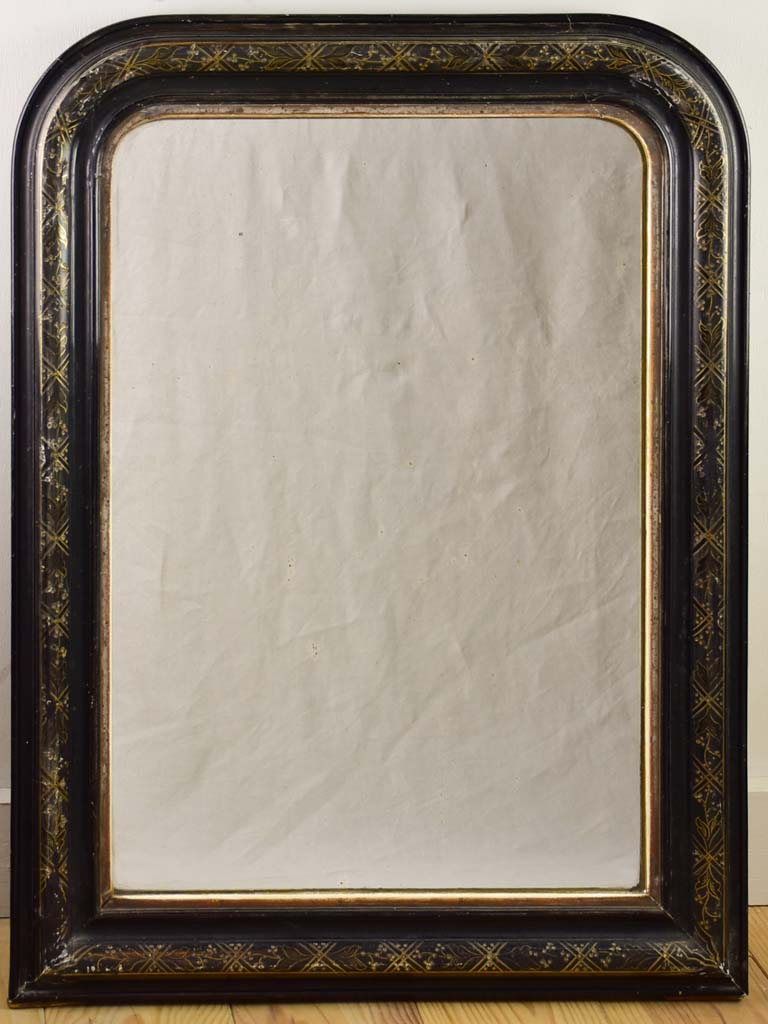 Napoleon III mirror with black decorative frame 22"x 29½"