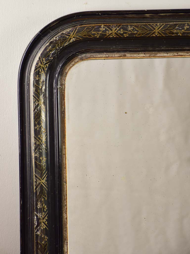 Napoleon III mirror with black decorative frame 22"x 29½"