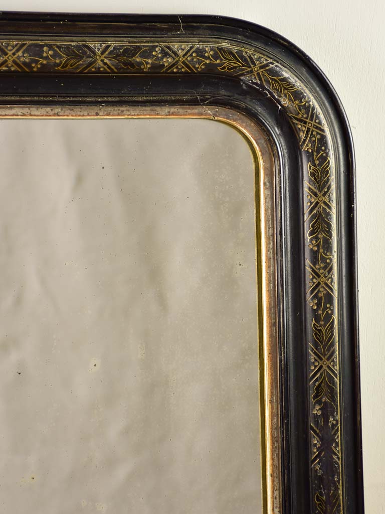 Napoleon III mirror with black decorative frame 22"x 29½"