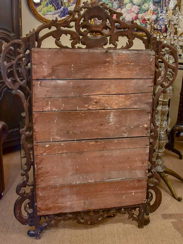 Large late 18th Century carved wood mirror with original black patina and aged glass 45¾" x 63½"