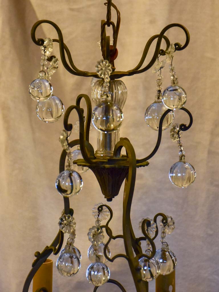 19th Century French chandelier with round pendants 26"