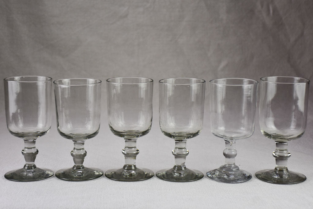 Set of six blown glass wine glasses from the early 20th century