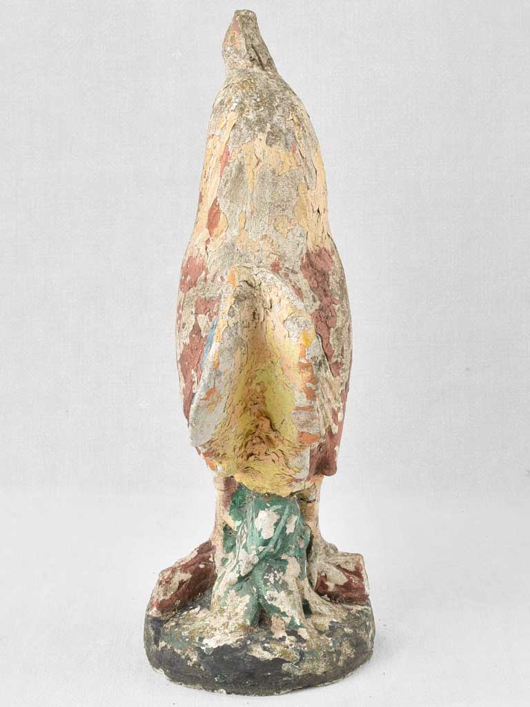 1950s sculpture of a rooster w/ polychrome patina 19¾"