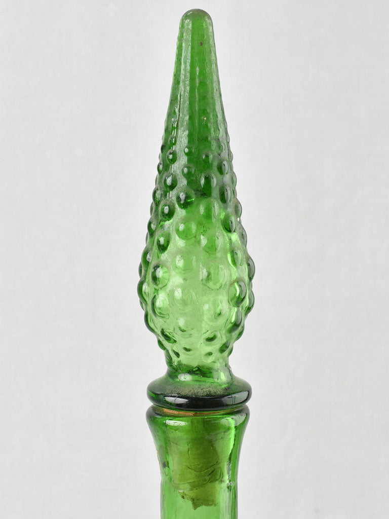 Pair of tall green glass carafes - Italian 20½"