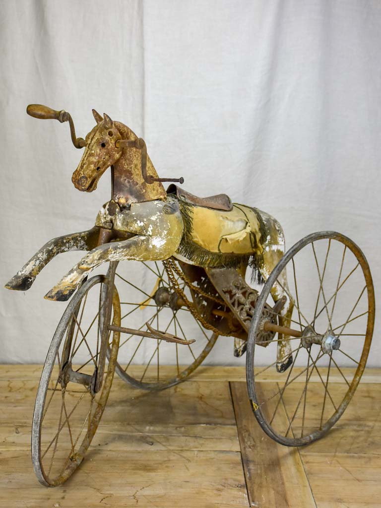 Rustic 19th Century French toy horse tricycle