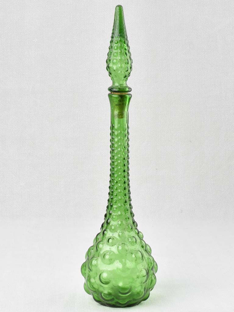 Pair of tall green glass carafes - Italian 20½"