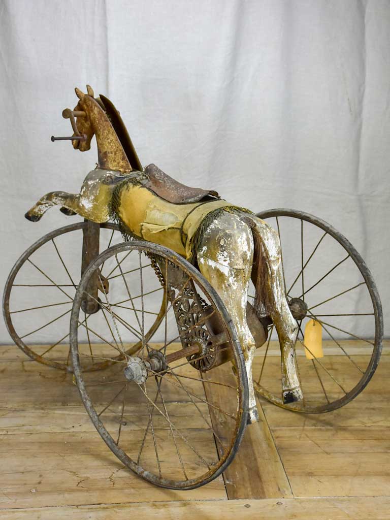 Rustic 19th Century French toy horse tricycle