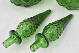 Pair of tall green glass carafes - Italian 20½"