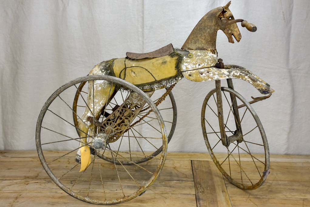 Rustic 19th Century French toy horse tricycle