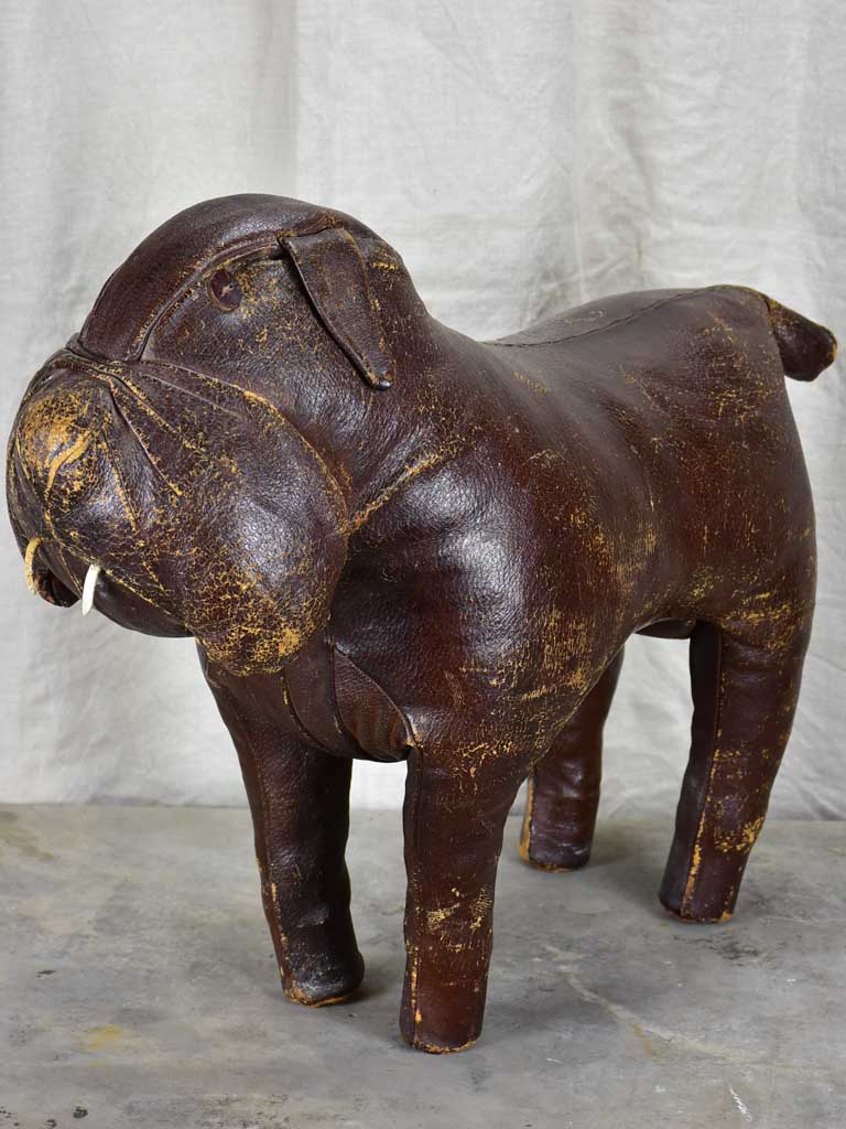 Mid century bulldog leather footrest