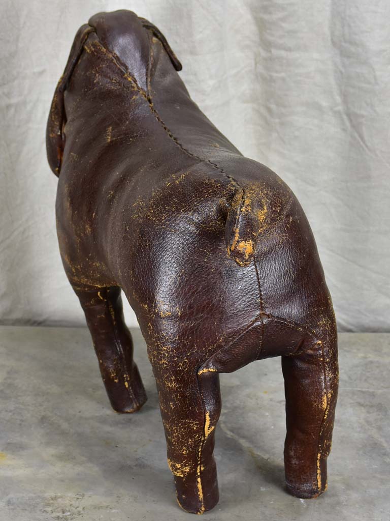 Mid century bulldog leather footrest