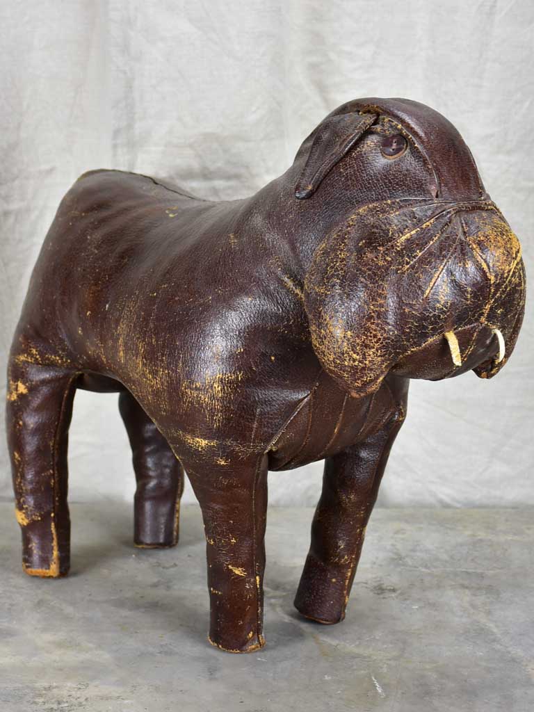 Mid century bulldog leather footrest